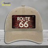 Route 66 Neon Brick Novelty License Plate Hat Unconstructed Cotton / Khaki