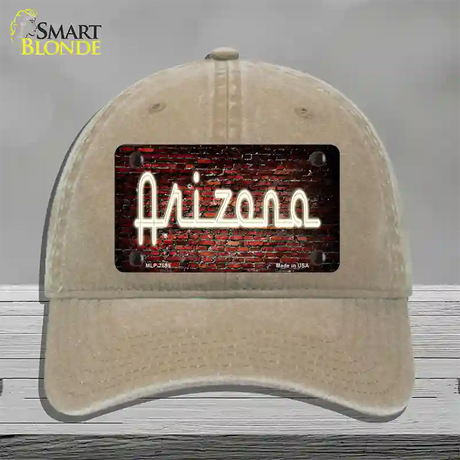 Arizona Neon Brick Novelty License Plate Hat Unconstructed Cotton / Khaki