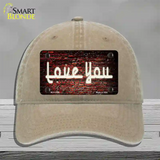 Love You On Brick Wall Novelty License Plate Hat Unconstructed Cotton / Khaki