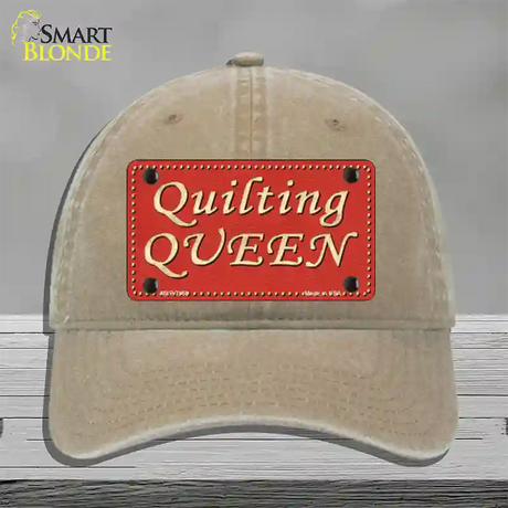 Quilting Queen Novelty License Plate Hat Unconstructed Cotton / Khaki