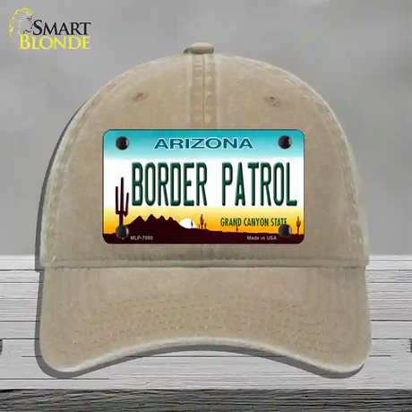 Border Patrol Arizona State Novelty License Plate Hat Unconstructed Cotton / Khaki