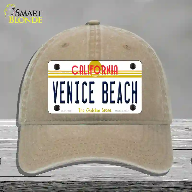 Venice Beach California Novelty License Plate Hat Unconstructed Cotton / Khaki