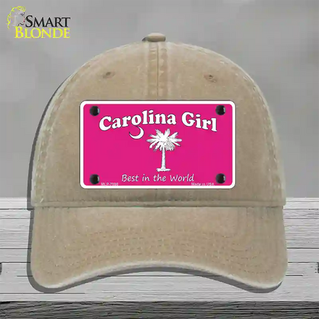 Carolina Girl Pink Novelty License Plate Hat Unconstructed Cotton / Khaki