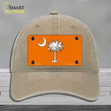 South Carolina Flag Orange Novelty License Plate Hat Unconstructed Cotton / Khaki