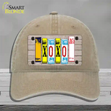 XOXO License Plate Art Novelty License Plate Hat Unconstructed Cotton / Khaki