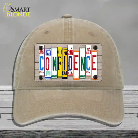 Confidence Wood License Plate Art Novelty License Plate Hat Unconstructed Cotton / Khaki