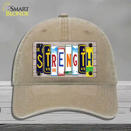 Strength Wood License Plate Art Novelty License Plate Hat Unconstructed Cotton / Khaki