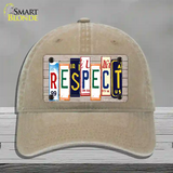 Respect Wood License Plate Art Novelty License Plate Hat Unconstructed Cotton / Khaki