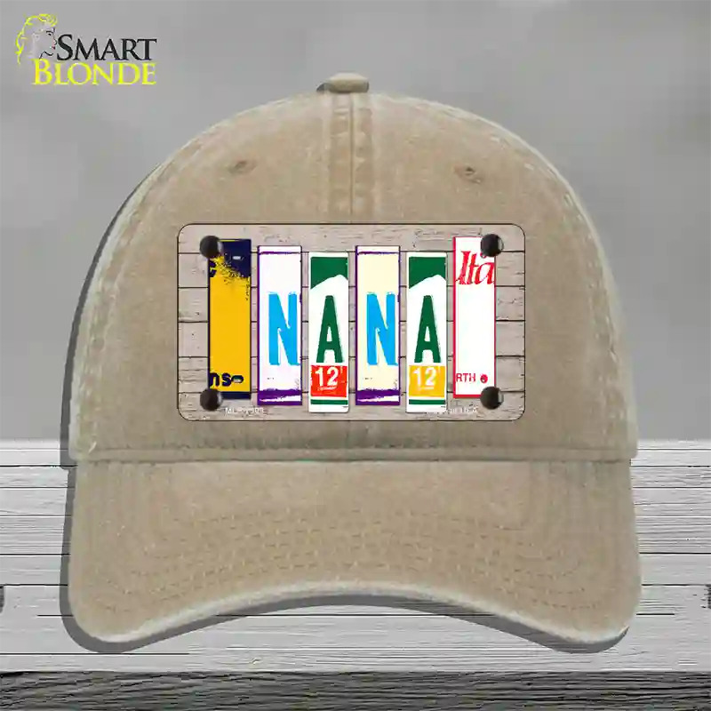 Nana Wood License Plate Art Novelty License Plate Hat Unconstructed Cotton / Khaki