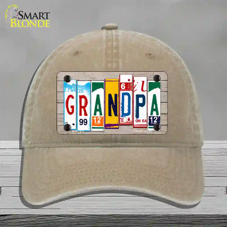 Grandpa Wood License Plate Art Novelty License Plate Hat Unconstructed Cotton / Khaki