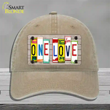 One Love Wood License Plate Art Novelty License Plate Hat Unconstructed Cotton / Khaki