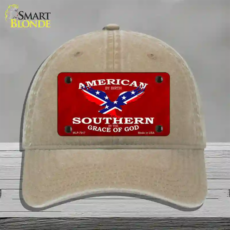 American By Birth Novelty License Plate Hat Unconstructed Cotton / Khaki