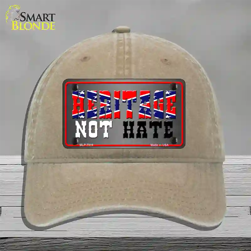 Heritage Not Hate Novelty License Plate Hat Unconstructed Cotton / Khaki