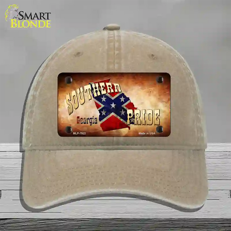 Southern Pride Georgia Novelty License Plate Hat Unconstructed Cotton / Khaki