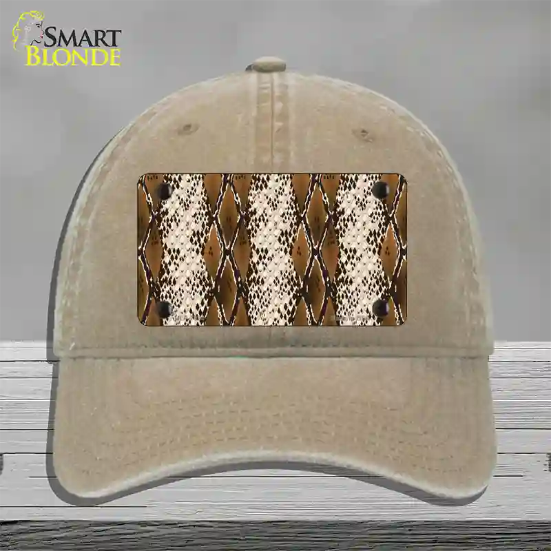 Snake Print Novelty License Plate Hat Unconstructed Cotton / Khaki