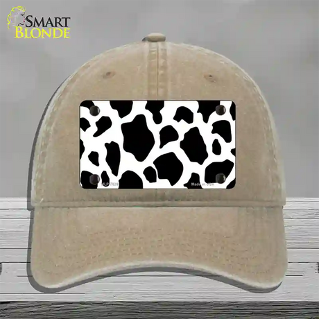 Cow Print Novelty License Plate Hat Unconstructed Cotton / Khaki