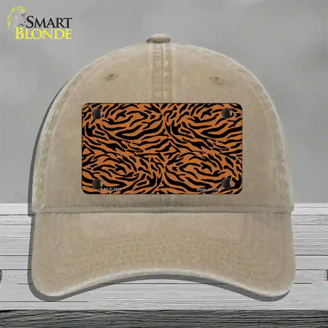 Tiger Print Novelty License Plate Hat Unconstructed Cotton / Khaki