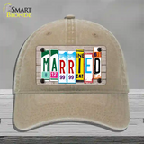 Married Wood License Plate Art Novelty License Plate Hat Unconstructed Cotton / Khaki