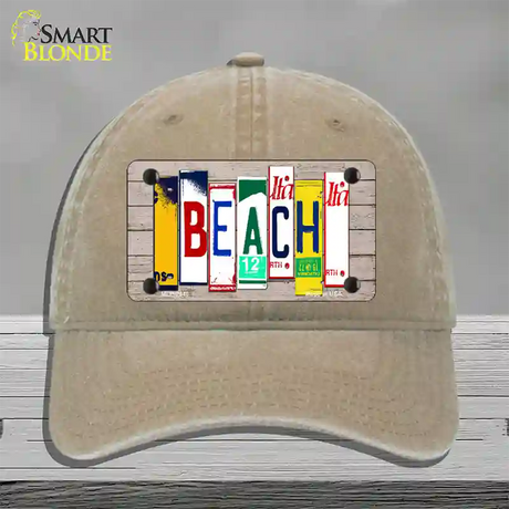 Beach Wood License Plate Art Novelty License Plate Hat Unconstructed Cotton / Khaki