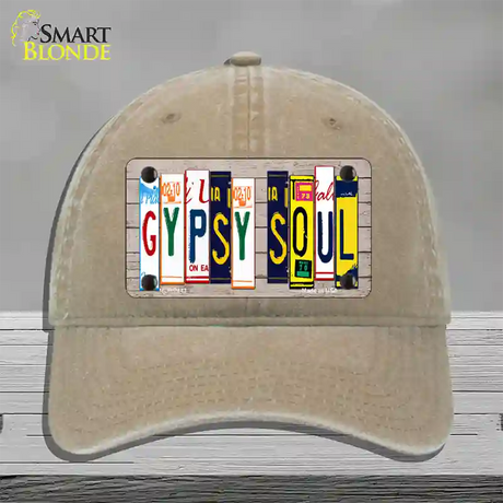 Gypsy Soul Wood License Plate Art Novelty License Plate Hat Unconstructed Cotton / Khaki