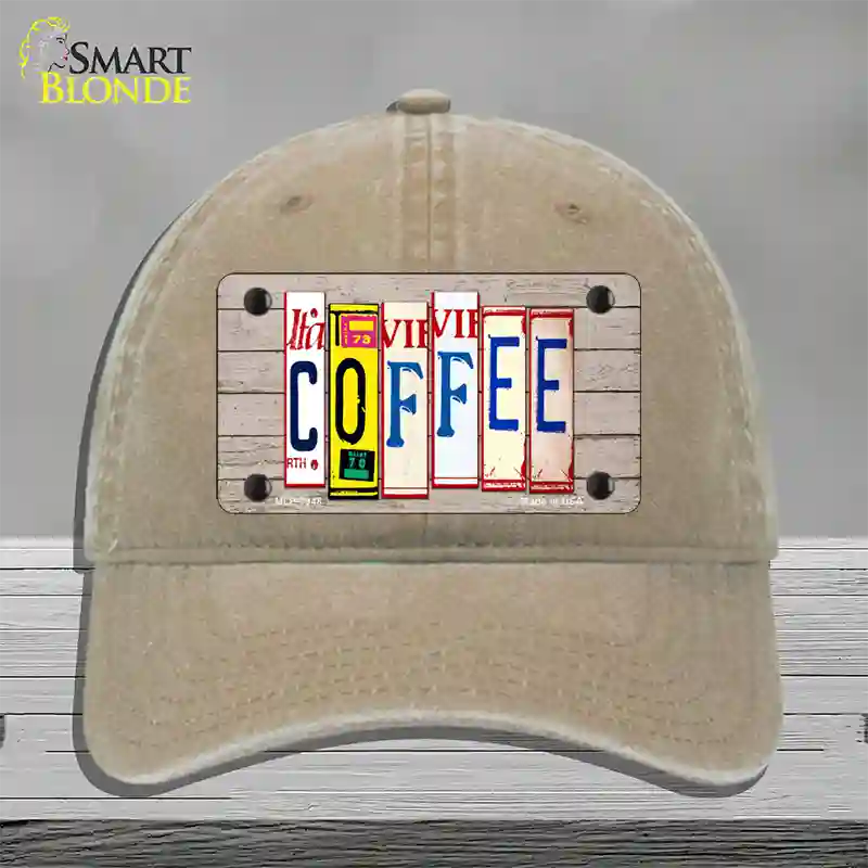 Coffee Wood License Plate Art Novelty License Plate Hat Unconstructed Cotton / Khaki