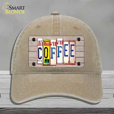 Coffee Wood License Plate Art Novelty License Plate Hat Unconstructed Cotton / Khaki