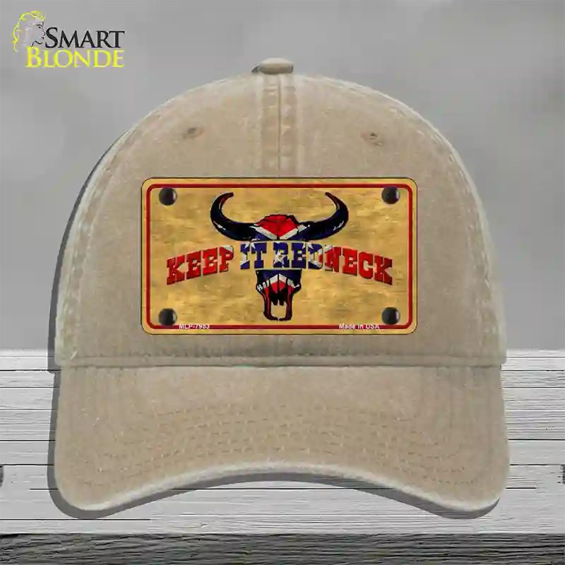 Keep It Redneck Novelty License Plate Hat Unconstructed Cotton / Khaki