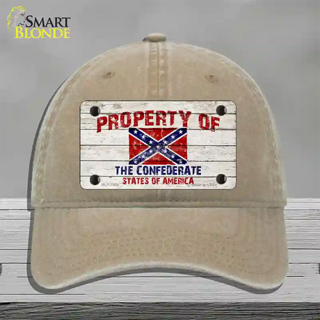 Property Of Confederate States Novelty License Plate Hat Unconstructed Cotton / Khaki