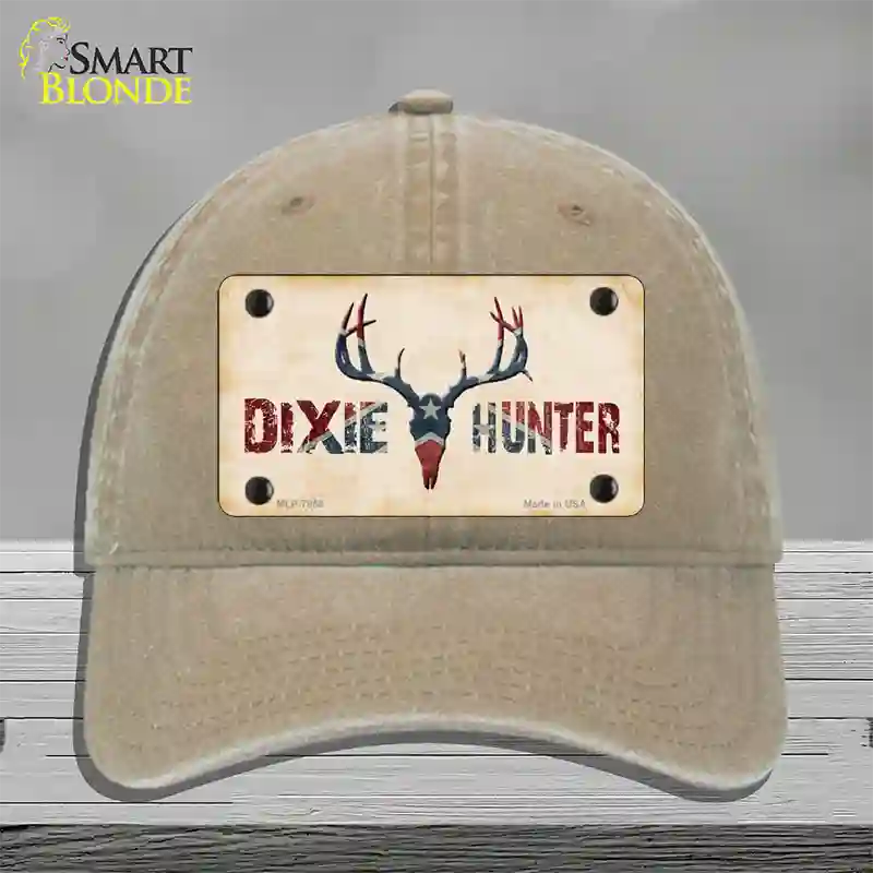 Dixie Hunter Novelty License Plate Hat Unconstructed Cotton / Khaki