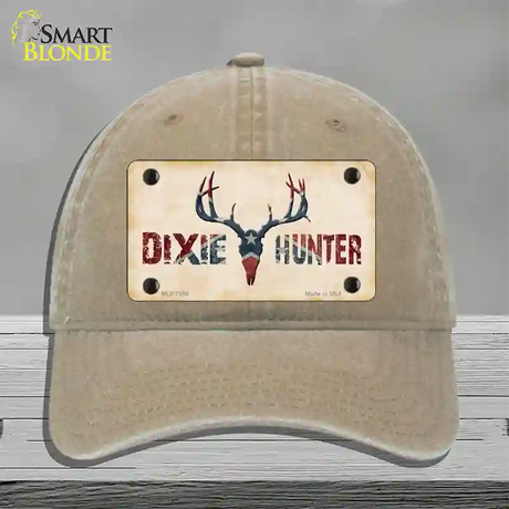 Dixie Hunter Novelty License Plate Hat Unconstructed Cotton / Khaki