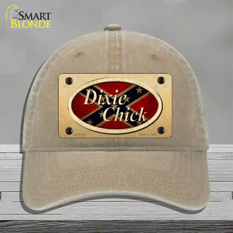 Dixie Chick Confederate Novelty License Plate Hat Unconstructed Cotton / Khaki