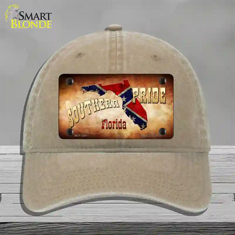 Southern Pride Florida Novelty License Plate Hat Unconstructed Cotton / Khaki