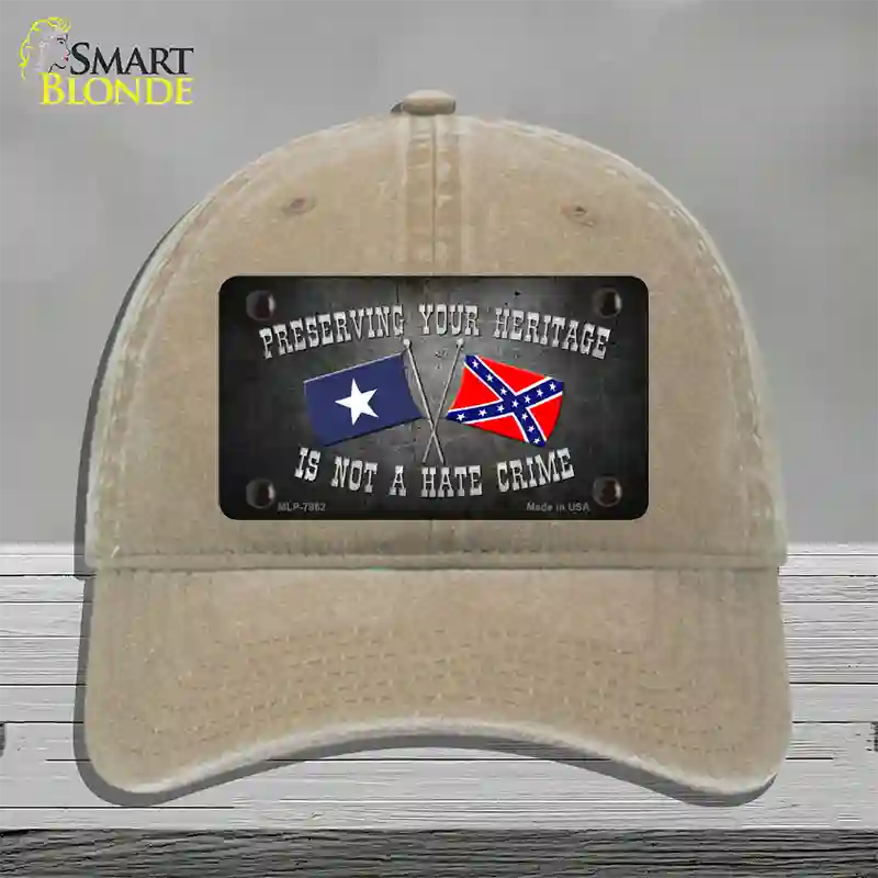 Preserving Heritage Not A Crime Novelty License Plate Hat Unconstructed Cotton / Khaki