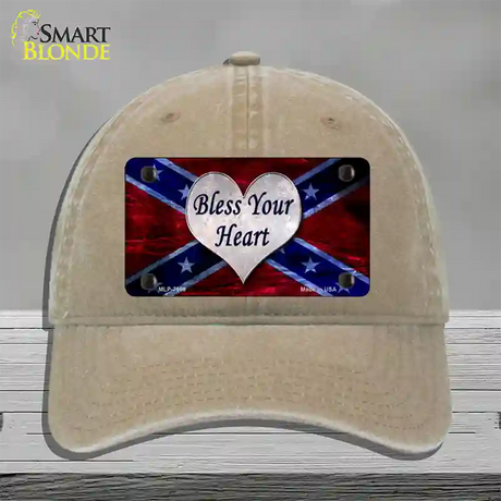 Bless Your Heart Novelty License Plate Hat Unconstructed Cotton / Khaki