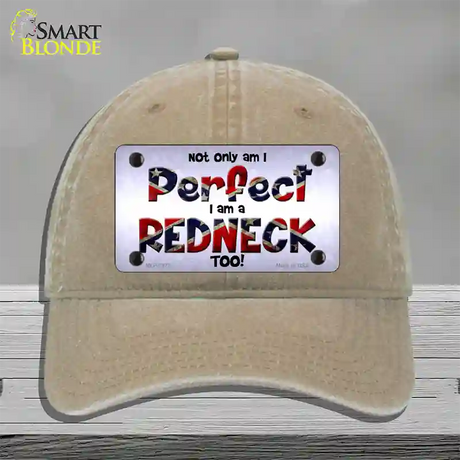 Perfect Redneck Novelty License Plate Hat Unconstructed Cotton / Khaki