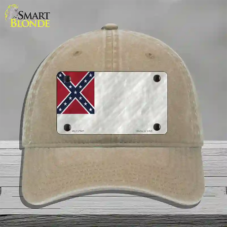 Second Confederate Flag Novelty License Plate Hat Unconstructed Cotton / Khaki