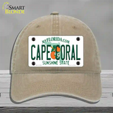 Cape Coral Florida Novelty License Plate Hat Unconstructed Cotton / Khaki