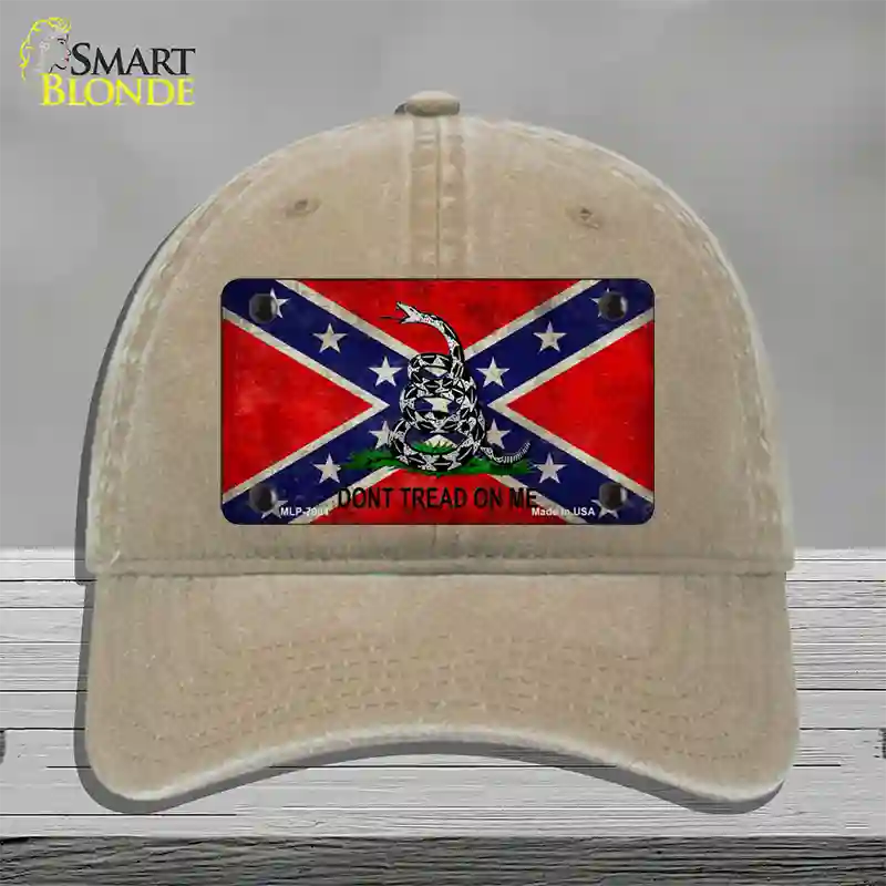 Confederate Dont Tread Novelty License Plate Hat Unconstructed Cotton / Khaki