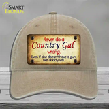 Country Gal Wrong Novelty License Plate Hat Unconstructed Cotton / Khaki