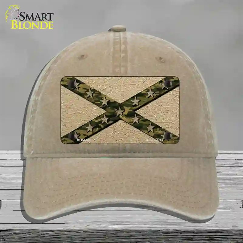 Confederate Stripes Camo Novelty License Plate Hat Unconstructed Cotton / Khaki