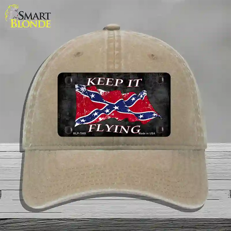 Confederate Keep It Flying Novelty License Plate Hat Unconstructed Cotton / Khaki