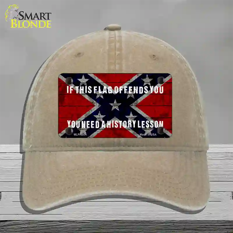 History Lesson Novelty License Plate Hat Unconstructed Cotton / Khaki