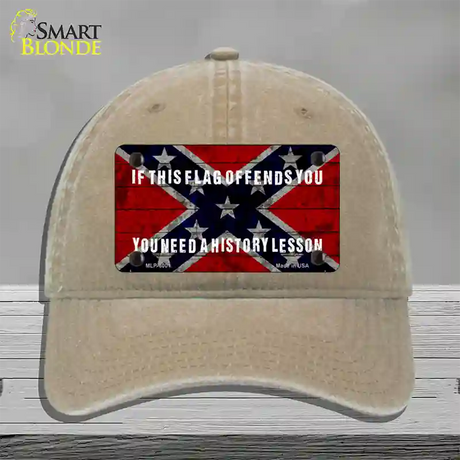 History Lesson Novelty License Plate Hat Unconstructed Cotton / Khaki