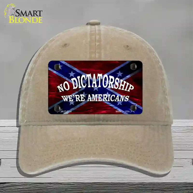 No Dictatorship Novelty License Plate Hat Unconstructed Cotton / Khaki