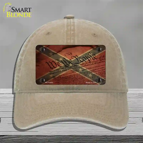 We The People Confederate Novelty License Plate Hat Unconstructed Cotton / Khaki