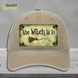 The Witch Is In Novelty License Plate Hat Unconstructed Cotton / Khaki