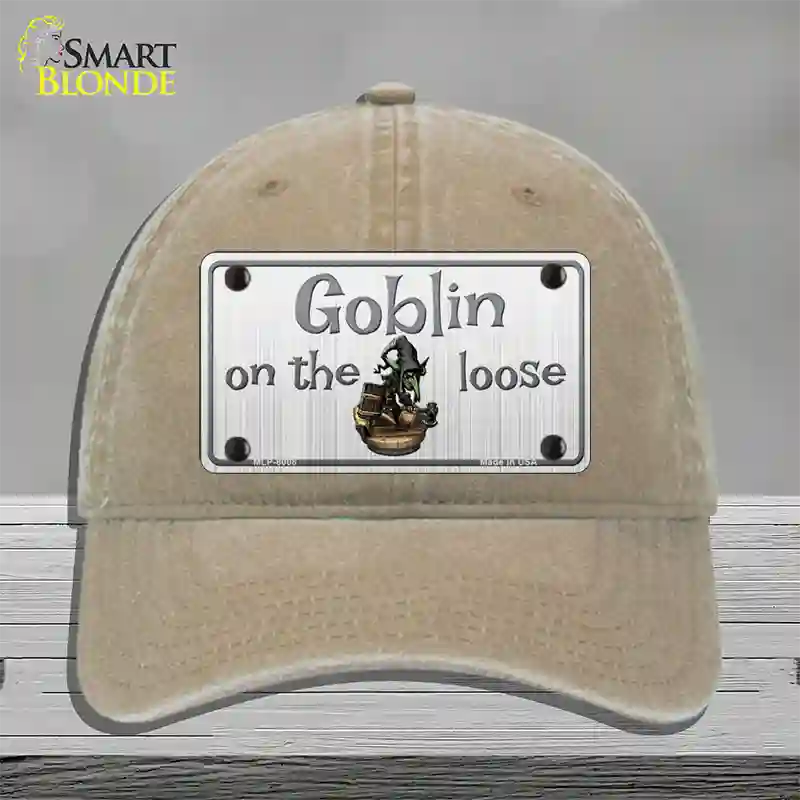 Goblin On The Loose Novelty License Plate Hat Unconstructed Cotton / Khaki