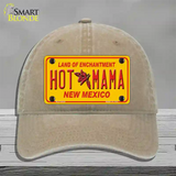 New Mexico Hot Mama Novelty License Plate Hat Unconstructed Cotton / Khaki