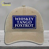 Whiskey Tango Foxtrot Novelty License Plate Hat Unconstructed Cotton / Khaki