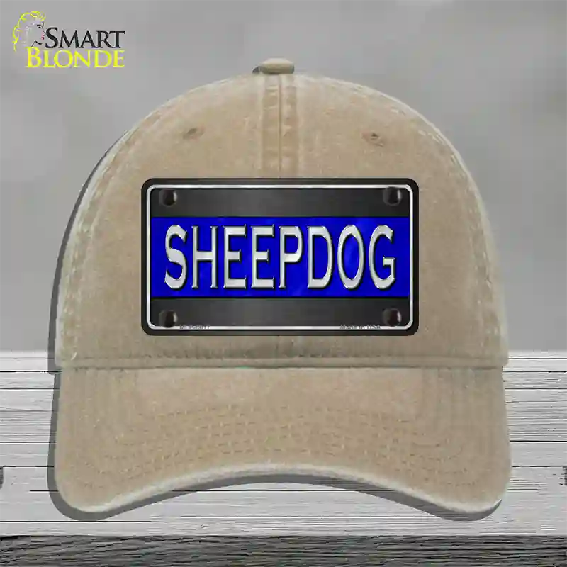 Sheepdog Thin Blue Line Novelty License Plate Hat Unconstructed Cotton / Khaki